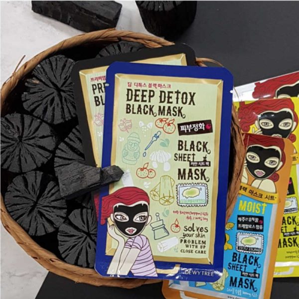 Deep Detox Black Sheet Mask głęboko detoksykująca maska w płachcie z pyłem wulkanicznym 30g Online Sale