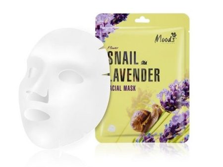 Snail Lavender Facial Mask maska w płachcie ze śluzem ślimaka i wyciągiem z lawendy dla cery dojrzałej 38g Hot on Sale