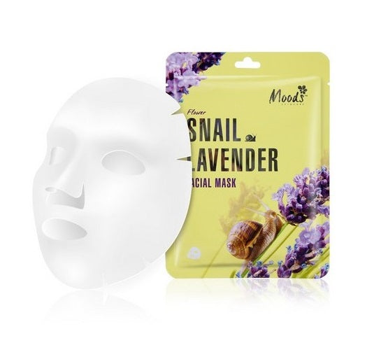 Snail Lavender Facial Mask maska w płachcie ze śluzem ślimaka i wyciągiem z lawendy dla cery dojrzałej 38g Hot on Sale