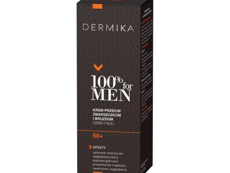 100% for Men Cream 50+ krem przeciw zmarszczkom i bruzdom na dzień i na noc 50ml Hot on Sale